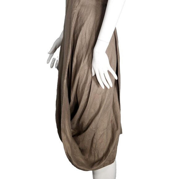 Nicole Bridger Womens Small Brown Asymmetrical Harem Linen Tank Dress Midi $295 - Picture 5 of 8